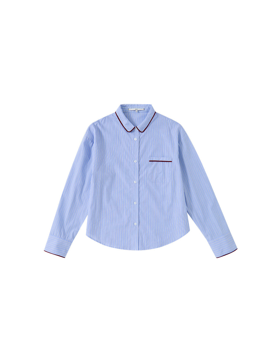 VELVET TRIM PINSTRIPED SHIRT