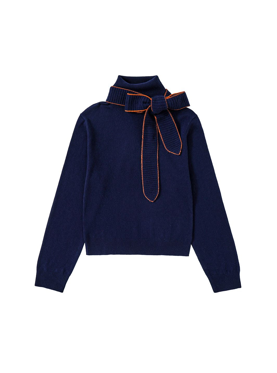 CONTRAST TIE CASHMERE SWEATER